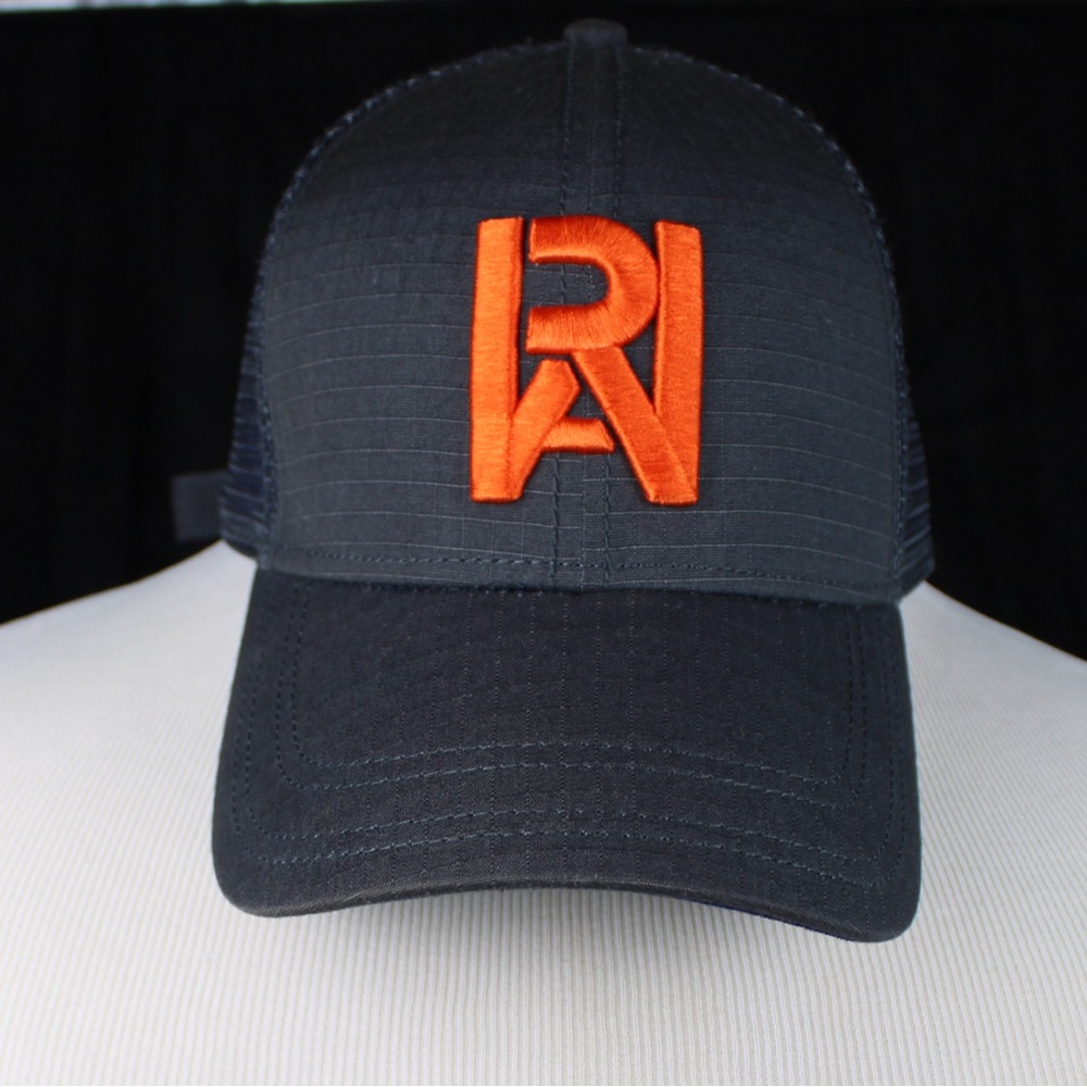 G-Star RAW Razor Ripstop Trucker Cap Raven Charcoal/Navy with Orange Logo